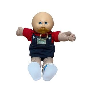 Coleco 1985 Cabbage Patch Kid Male Blue Eyes Dimples Pacifier Original Outfit